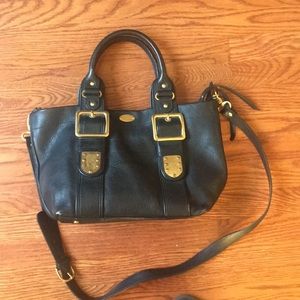 Black leather satchel